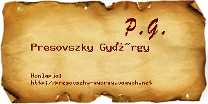 Presovszky György névjegykártya